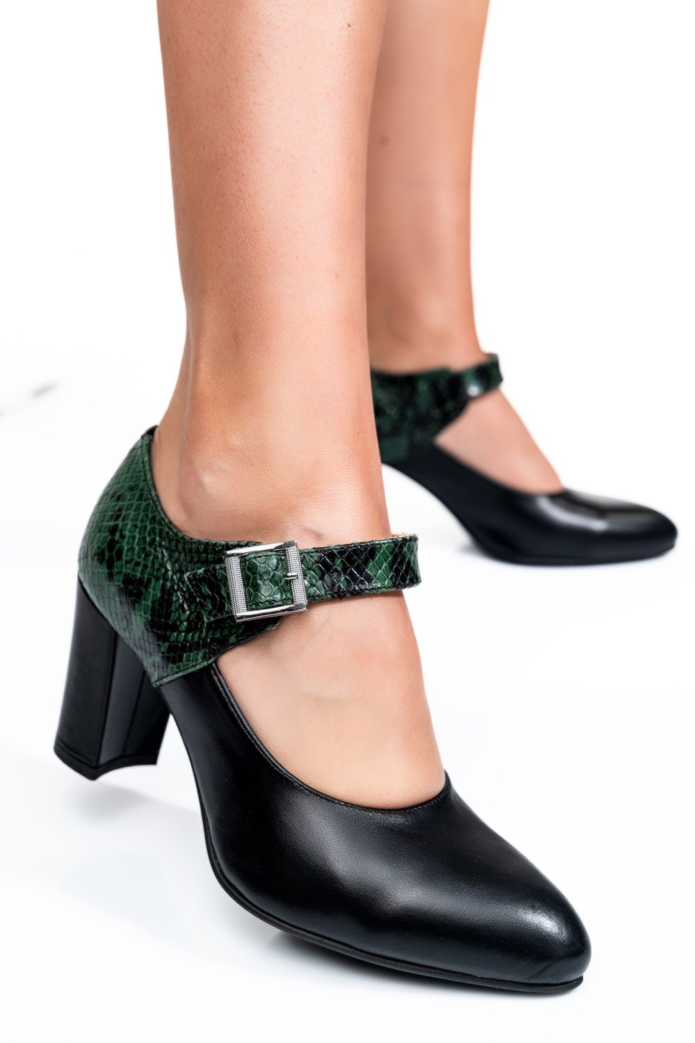 PANTOFI NEGRU VERDE SNK PIELE NATURALA 1PC724