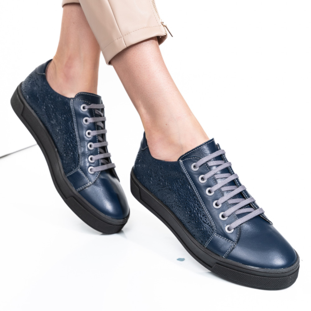 PANTOFI ALBASTRI PIELE NATURALA 9PC02