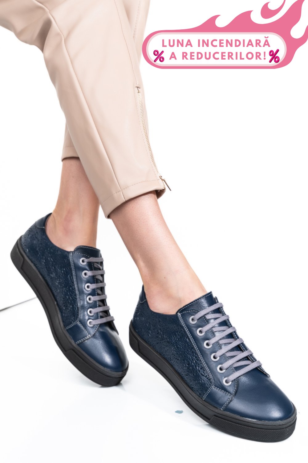 PANTOFI ALBASTRI PIELE NATURALA 9PC02