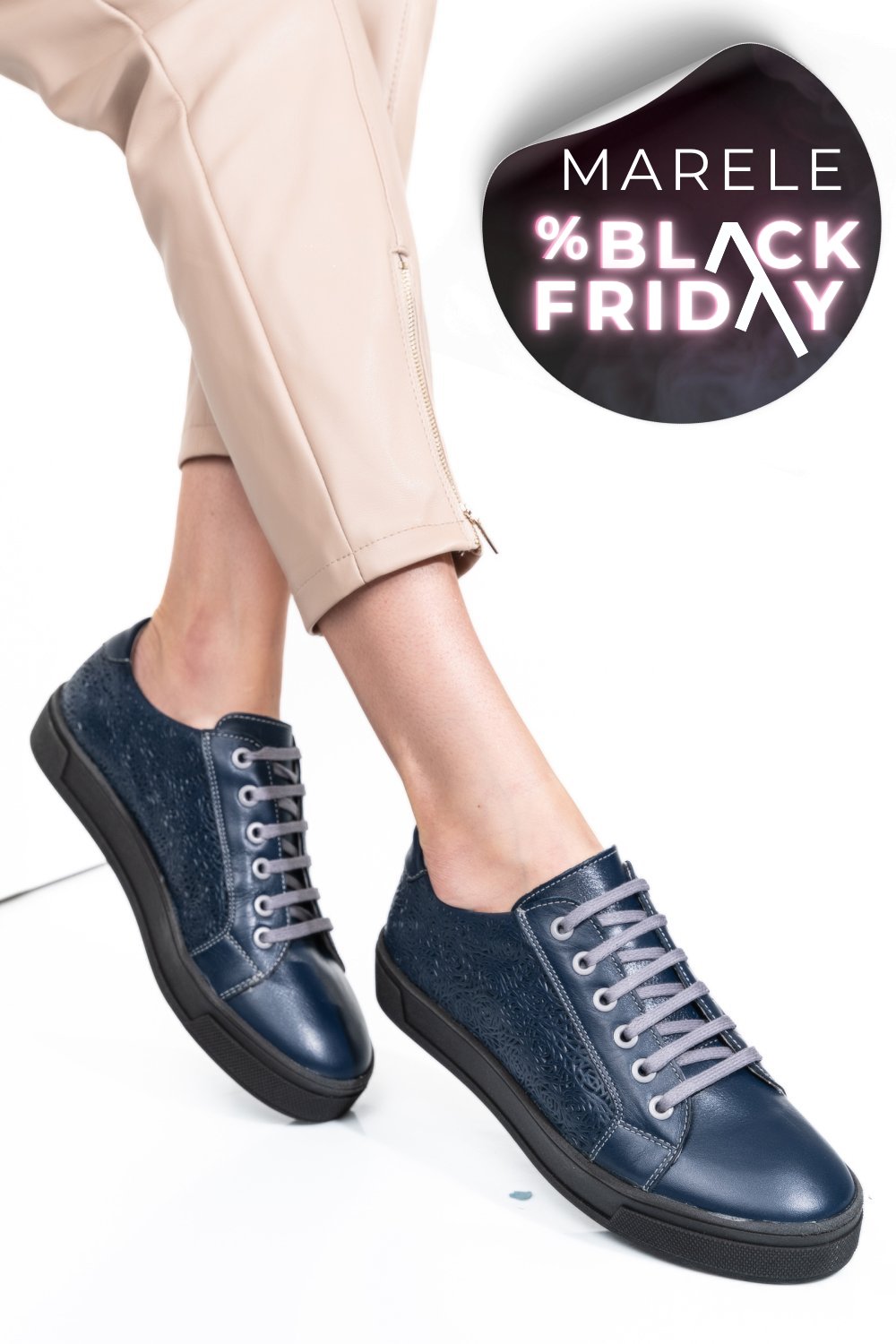 PANTOFI ALBASTRI PIELE NATURALA 9PC02