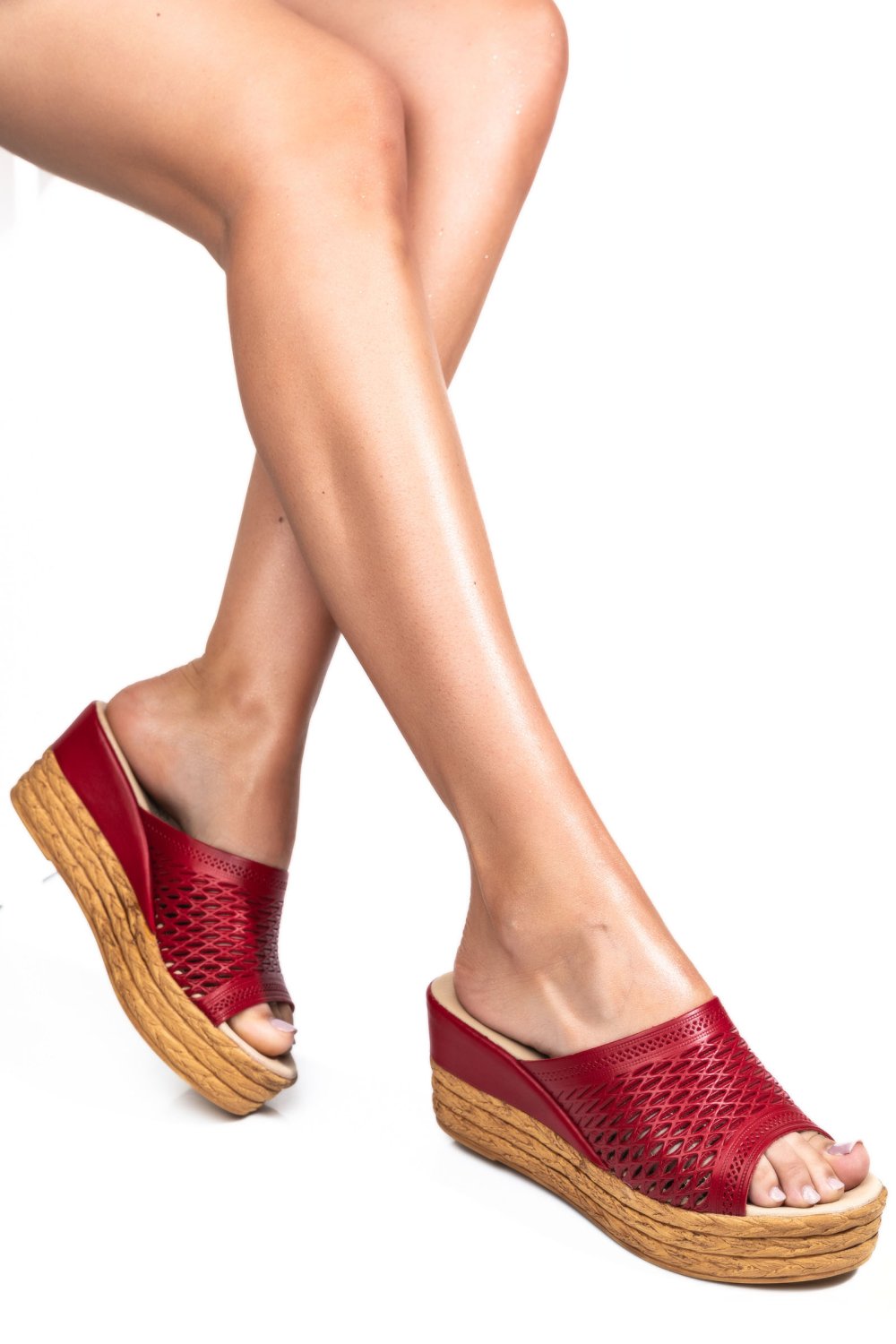 SANDALE ROSII PIELE NATURALA 1PC73820