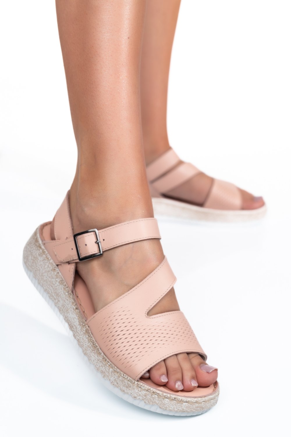 SANDALE NUDE PIELE NATURALA 1PC76651
