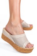 SANDALE BEJ PIELE NATURALA 1PC73820