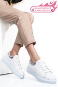 PANTOFI SPORT ALB ARGINTIU PIELE NATURALA 2S7701684