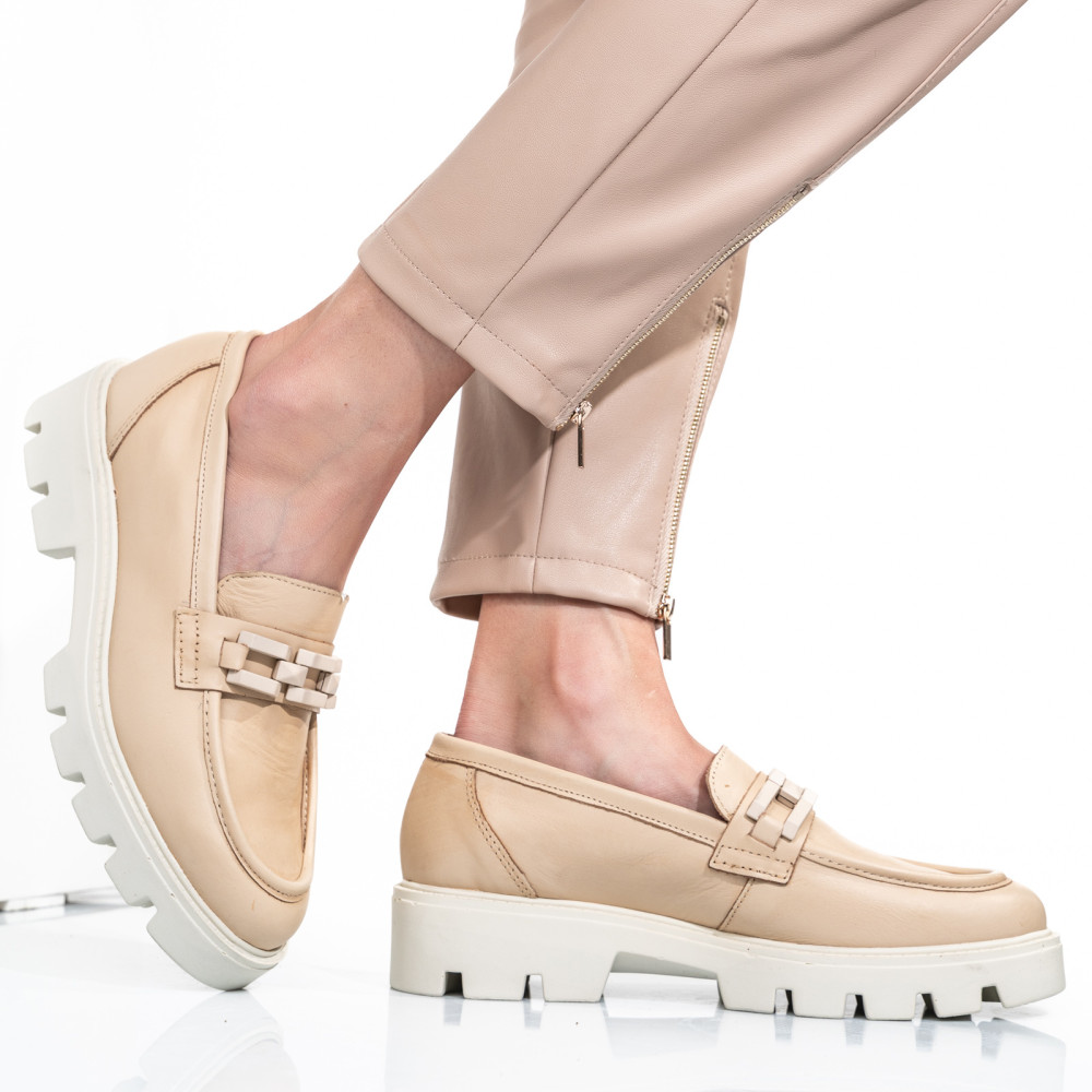 MOCASINI BEJ PIELE NATURALA ES772228188