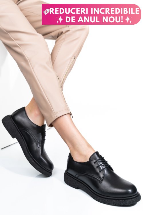 Pantofi negri piele naturala 2s7741601np