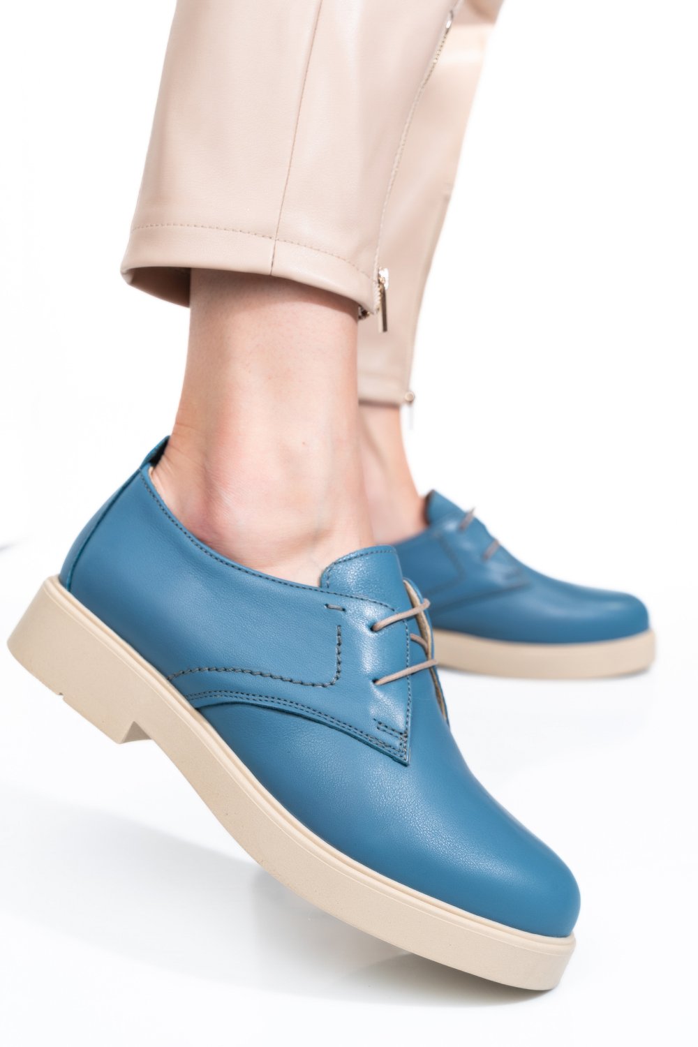 PANTOFI ALBASTRI PIELE NATURALA 2S7741603NP