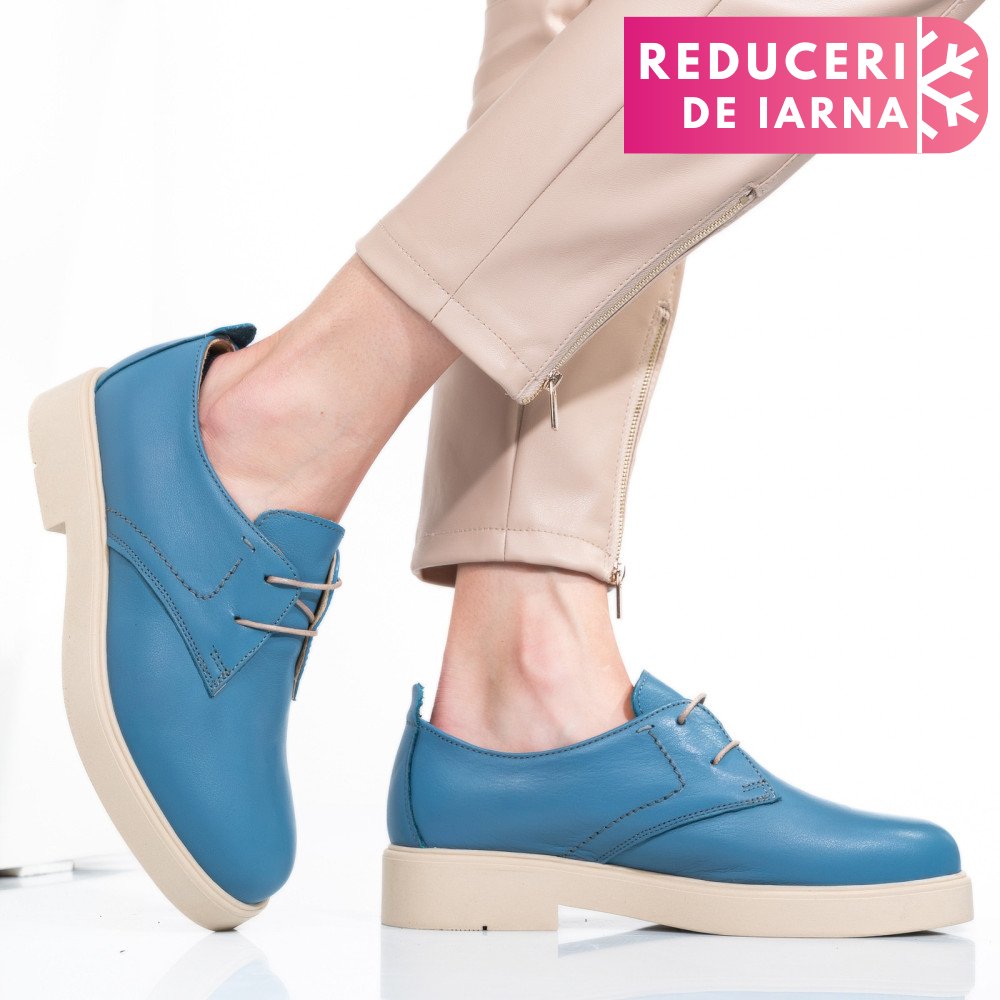 PANTOFI ALBASTRI PIELE NATURALA 2S7741603NP