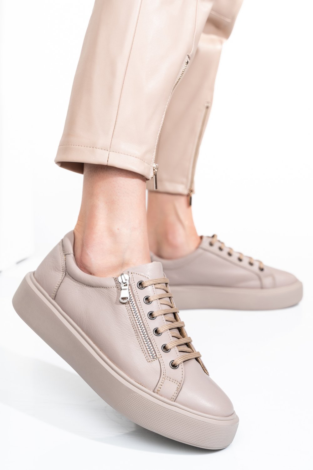 PANTOFI BEJ PIELE NATURALA 2S7741607NP