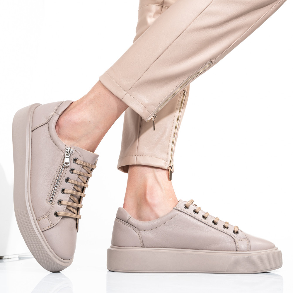 PANTOFI BEJ PIELE NATURALA 2S7741607NP