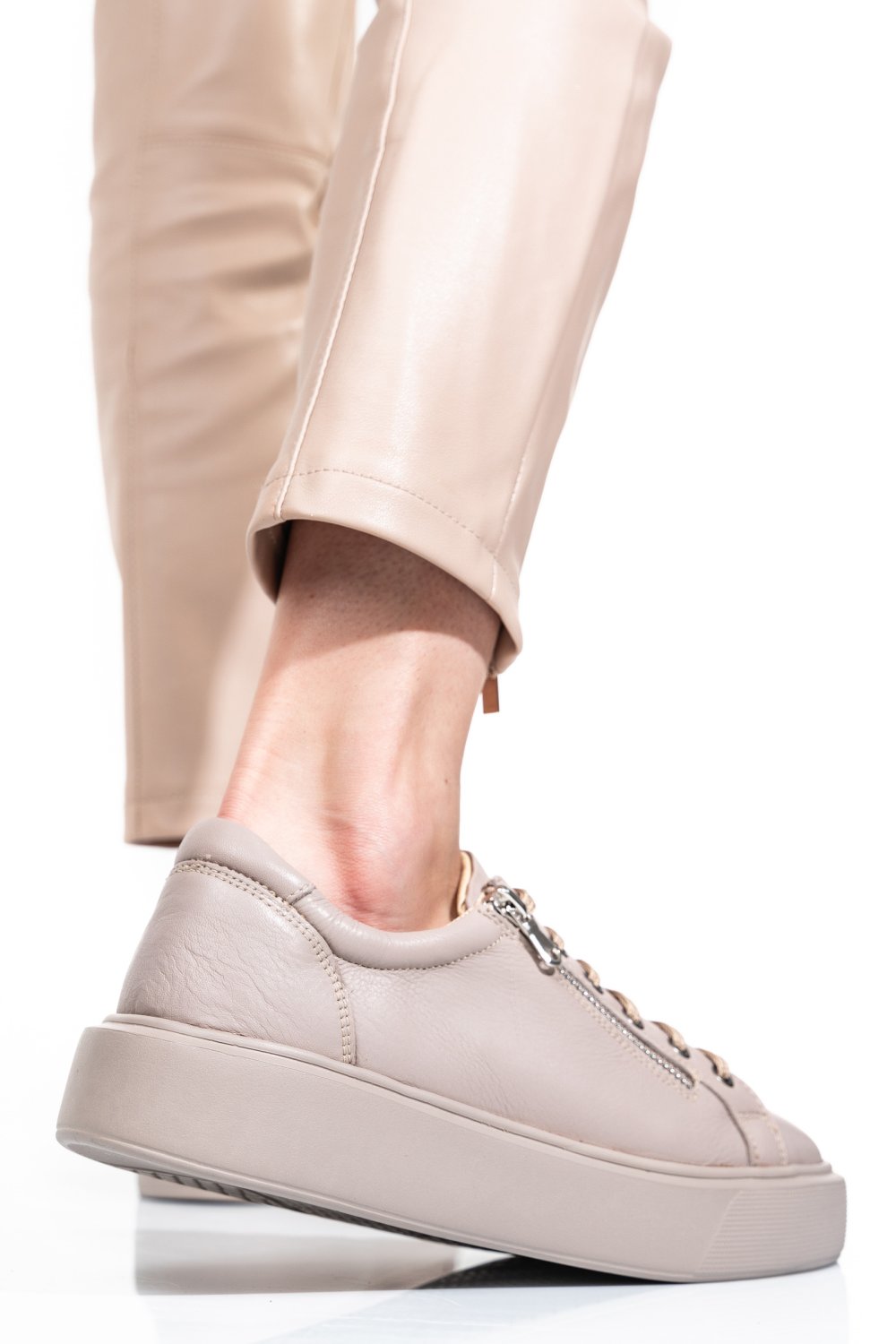 PANTOFI BEJ PIELE NATURALA 2S7741607NP