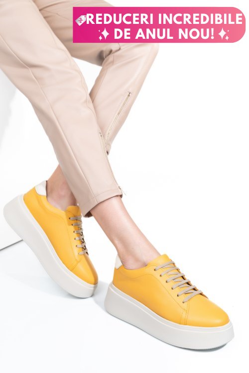 Pantofi galbeni piele naturala 2s7741610np