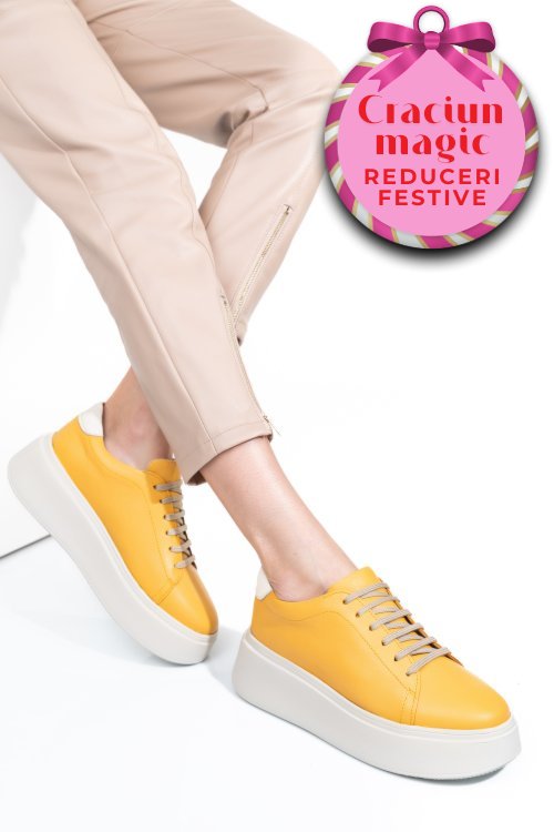 Pantofi galbeni piele naturala 2s7741610np