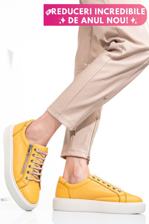 Pantofi galbeni piele naturala 2s7741607np