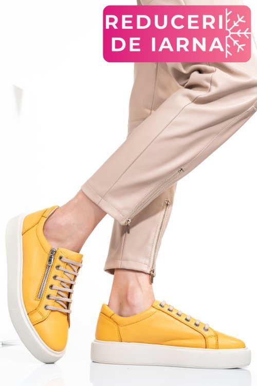 Pantofi galbeni piele naturala 2s7741607np