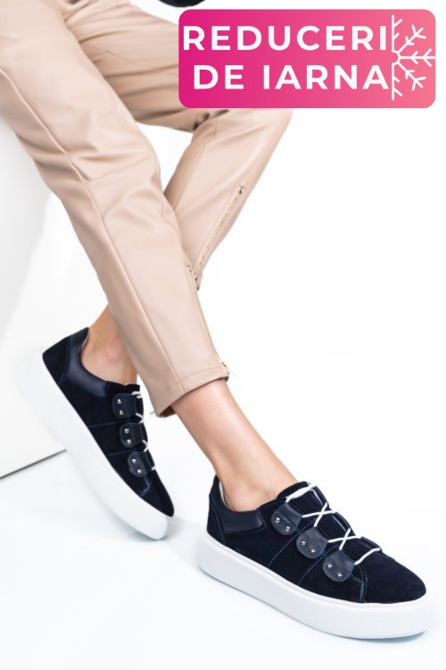 Pantofi sport bleumarin piele naturala intoarsa 2s7741609sp