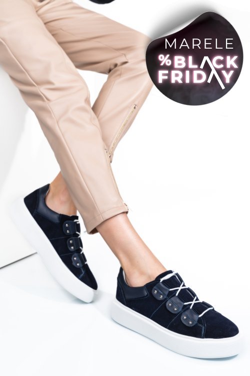 Pantofi sport bleumarin piele naturala intoarsa 2s7741609sp