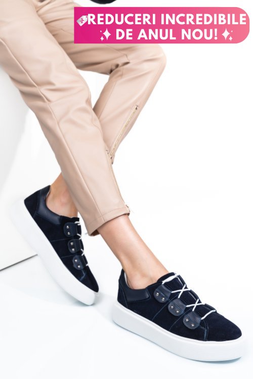 Pantofi sport bleumarin piele naturala intoarsa 2s7741609sp