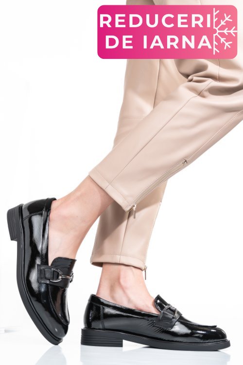 Pantofi negri piele naturala lacuita 2s7741606anp k