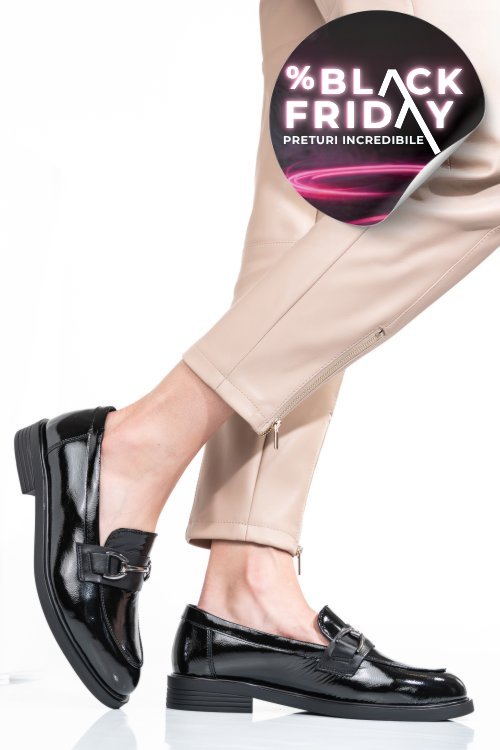 Pantofi negri piele naturala lacuita 2s7741606anp k