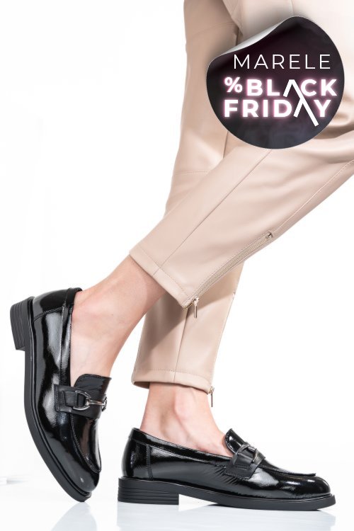 Pantofi negri piele naturala lacuita 2s7741606anp k