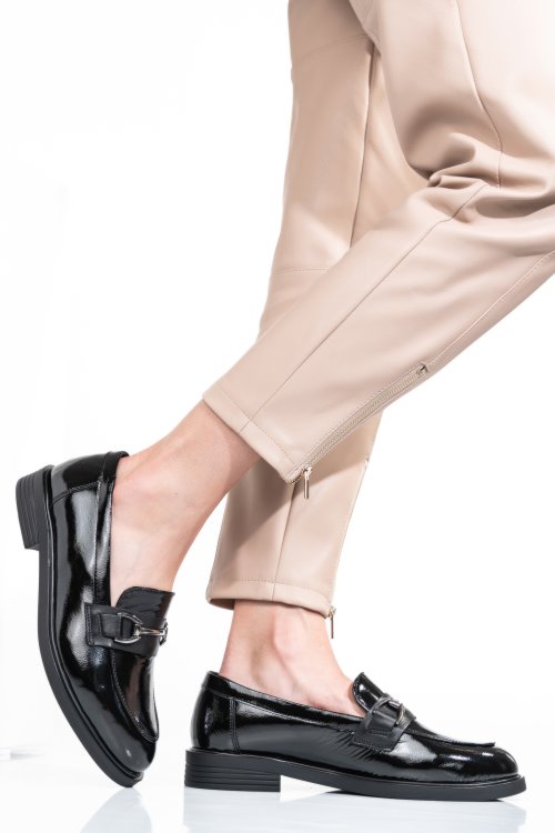 Pantofi negri piele naturala lacuita 2s7741606anp k