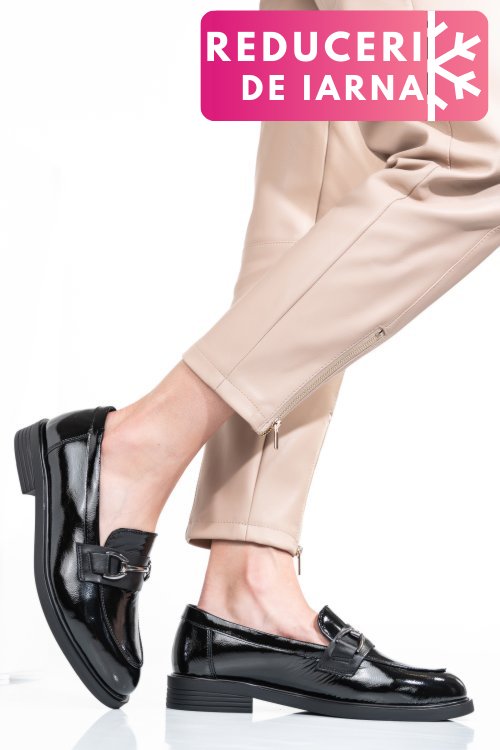 Pantofi negri piele naturala lacuita 2s7741606anp k