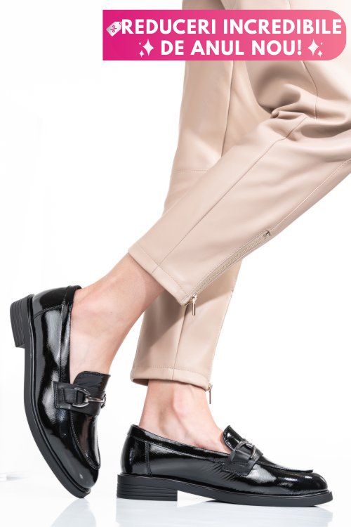 Pantofi negri piele naturala lacuita 2s7741606anp k