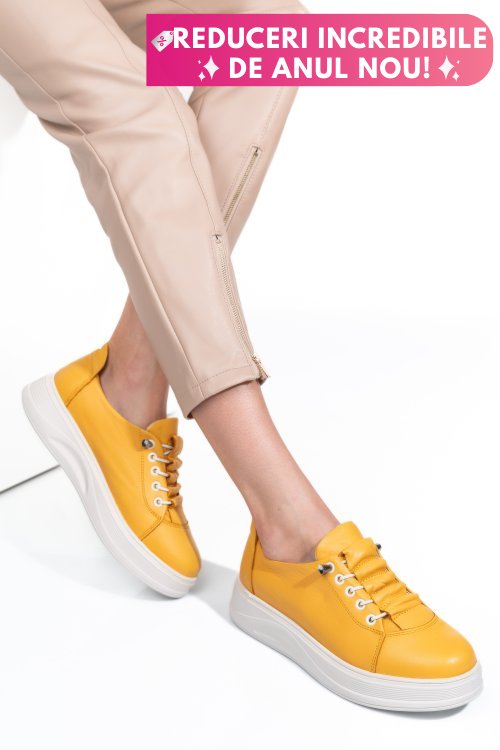 Pantofi sport galbeni piele naturala 2s7731683np
