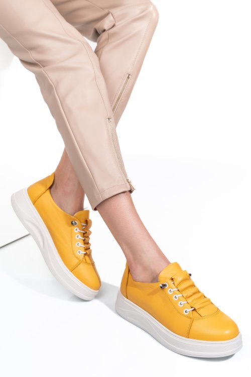 Pantofi sport galbeni piele naturala 2s7731683np