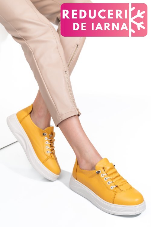 Pantofi sport galbeni piele naturala 2s7731683np