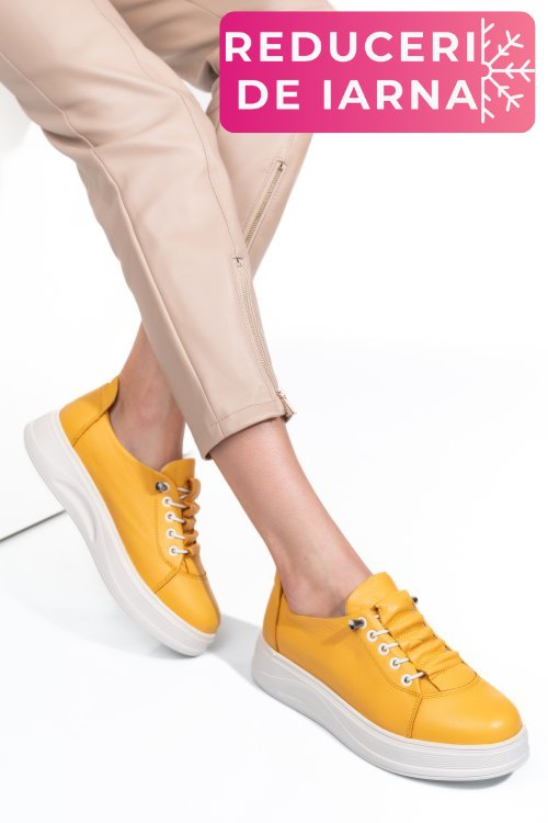 Pantofi sport galbeni piele naturala 2s7731683np