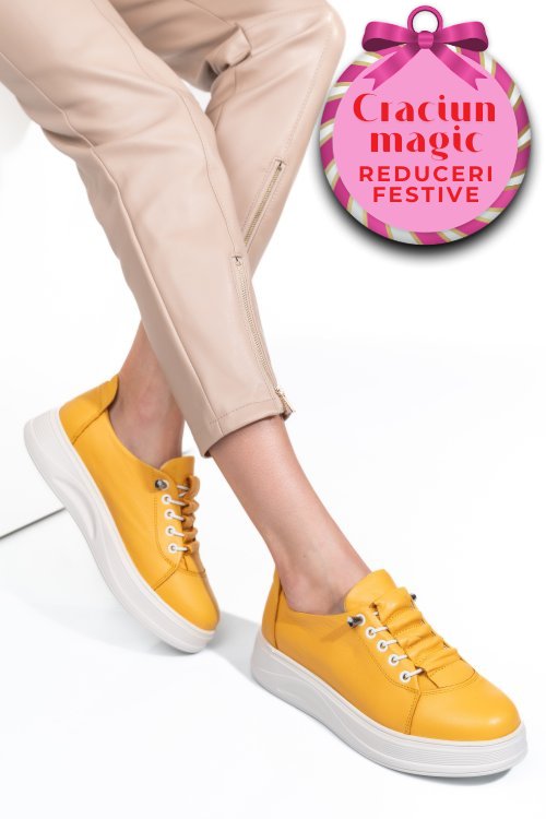 Pantofi sport galbeni piele naturala 2s7731683np
