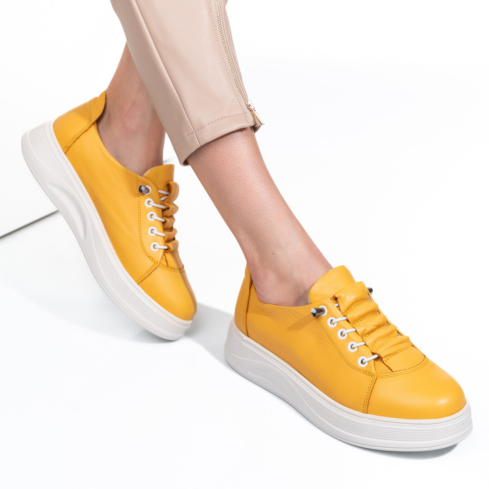 PANTOFI SPORT GALBENI PIELE NATURALA 2S7731683NP