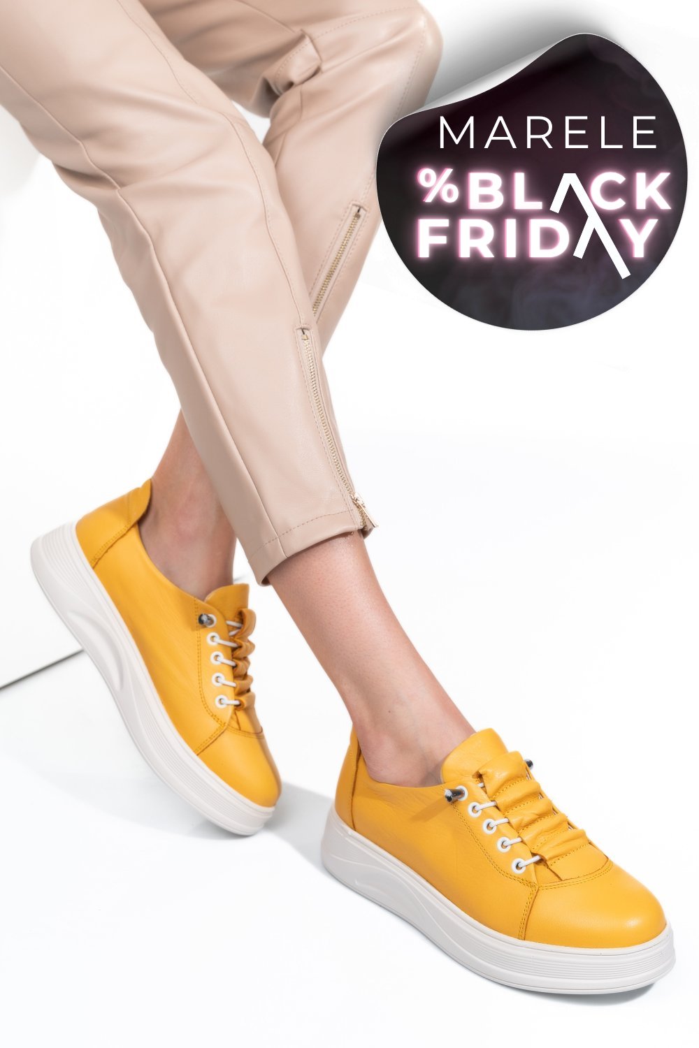 PANTOFI SPORT GALBENI PIELE NATURALA 2S7731683NP