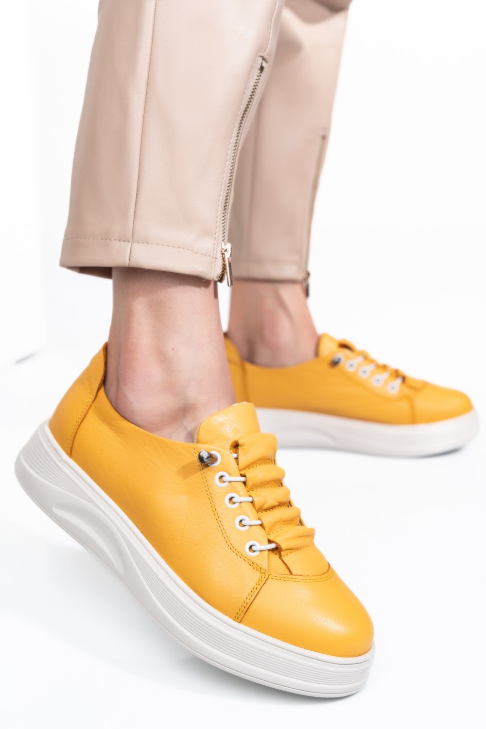 PANTOFI SPORT GALBENI PIELE NATURALA 2S7731683NP