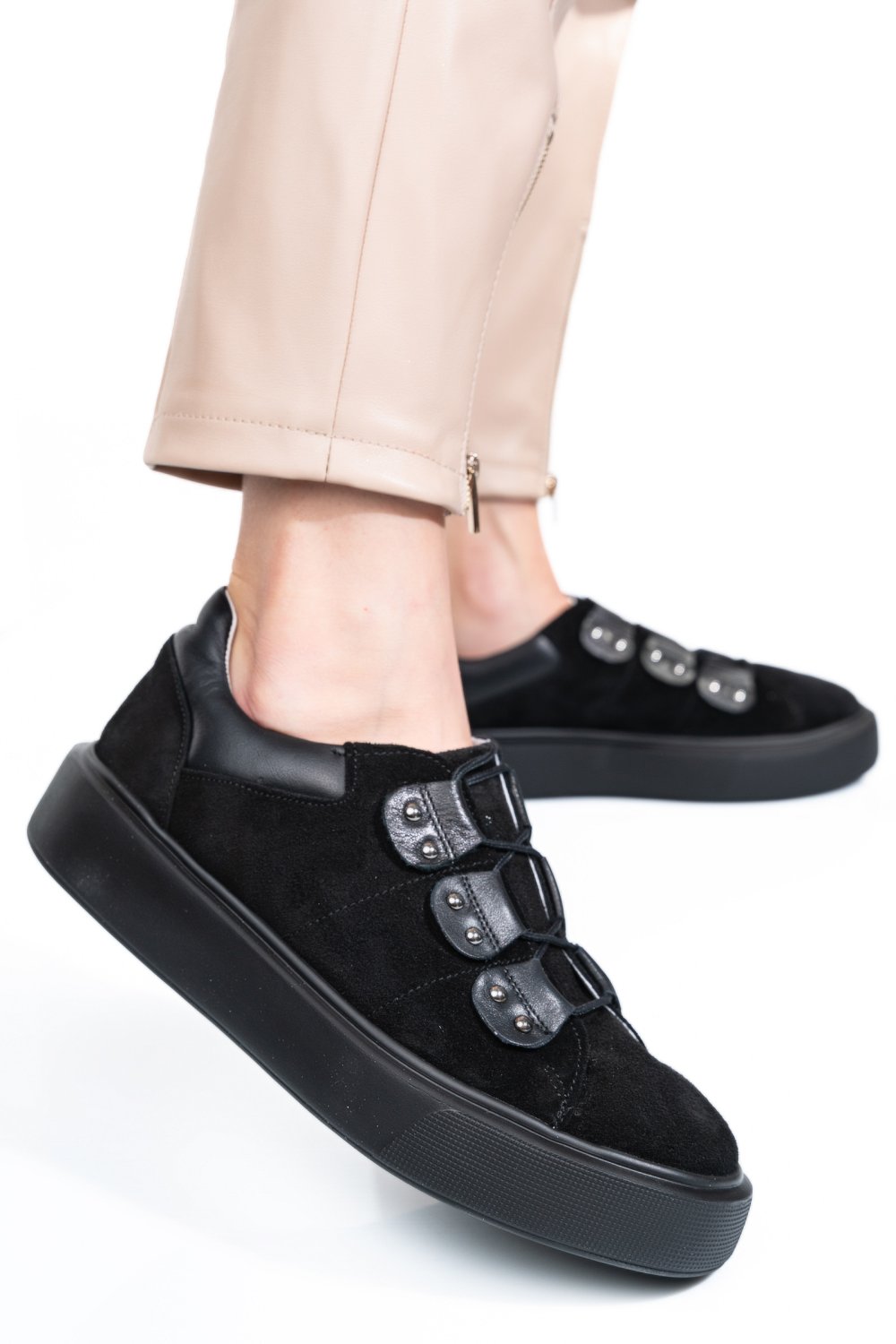 PANTOFI SPORT NEGRI PIELE NATURALA INTOARSA 2S7741609SP