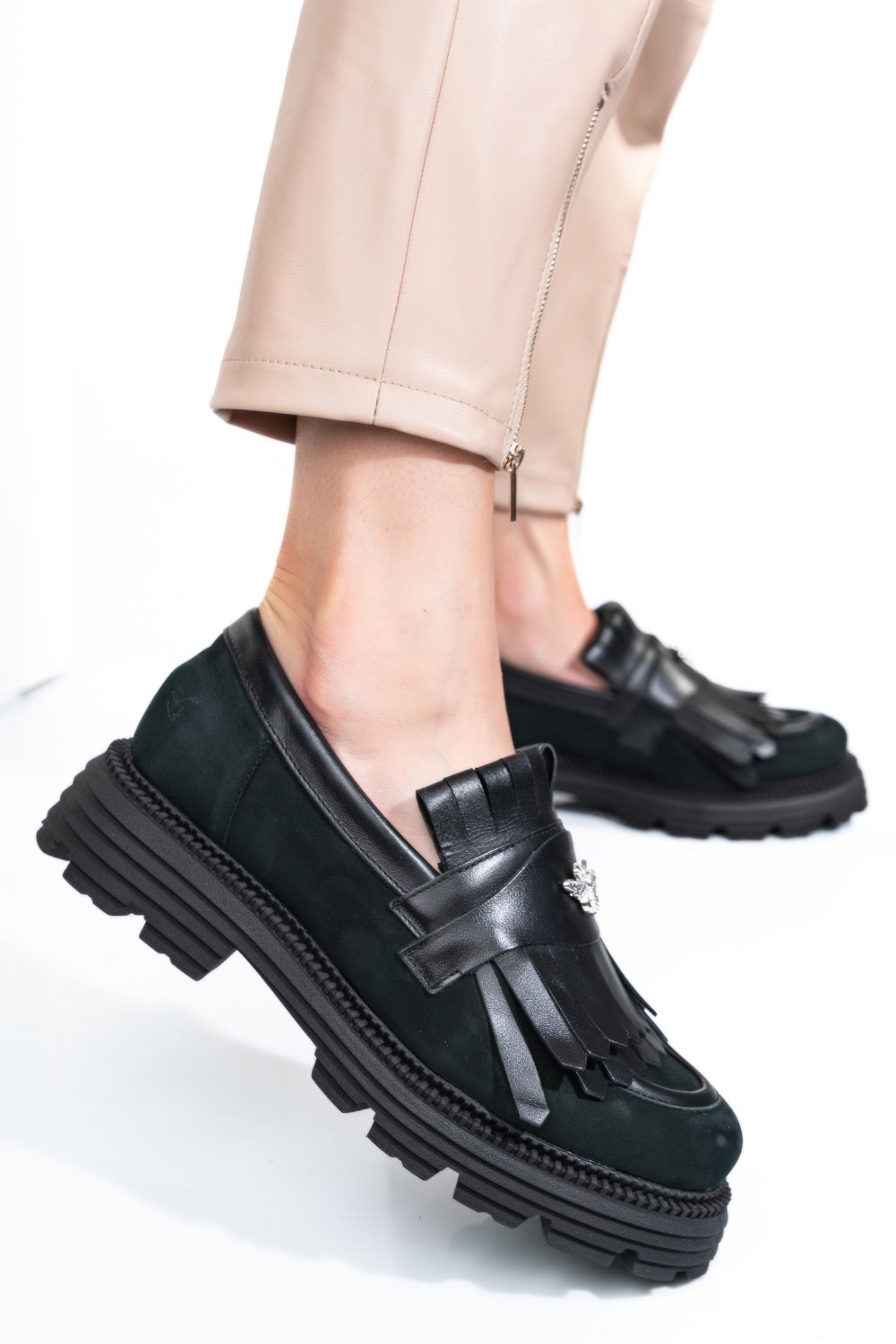 MOCASINI DAMA PIELE NATURALA NEGRI NABUK 3S7795