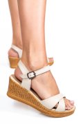 SANDALE BEJ PIELE NATURALA 1PC76280