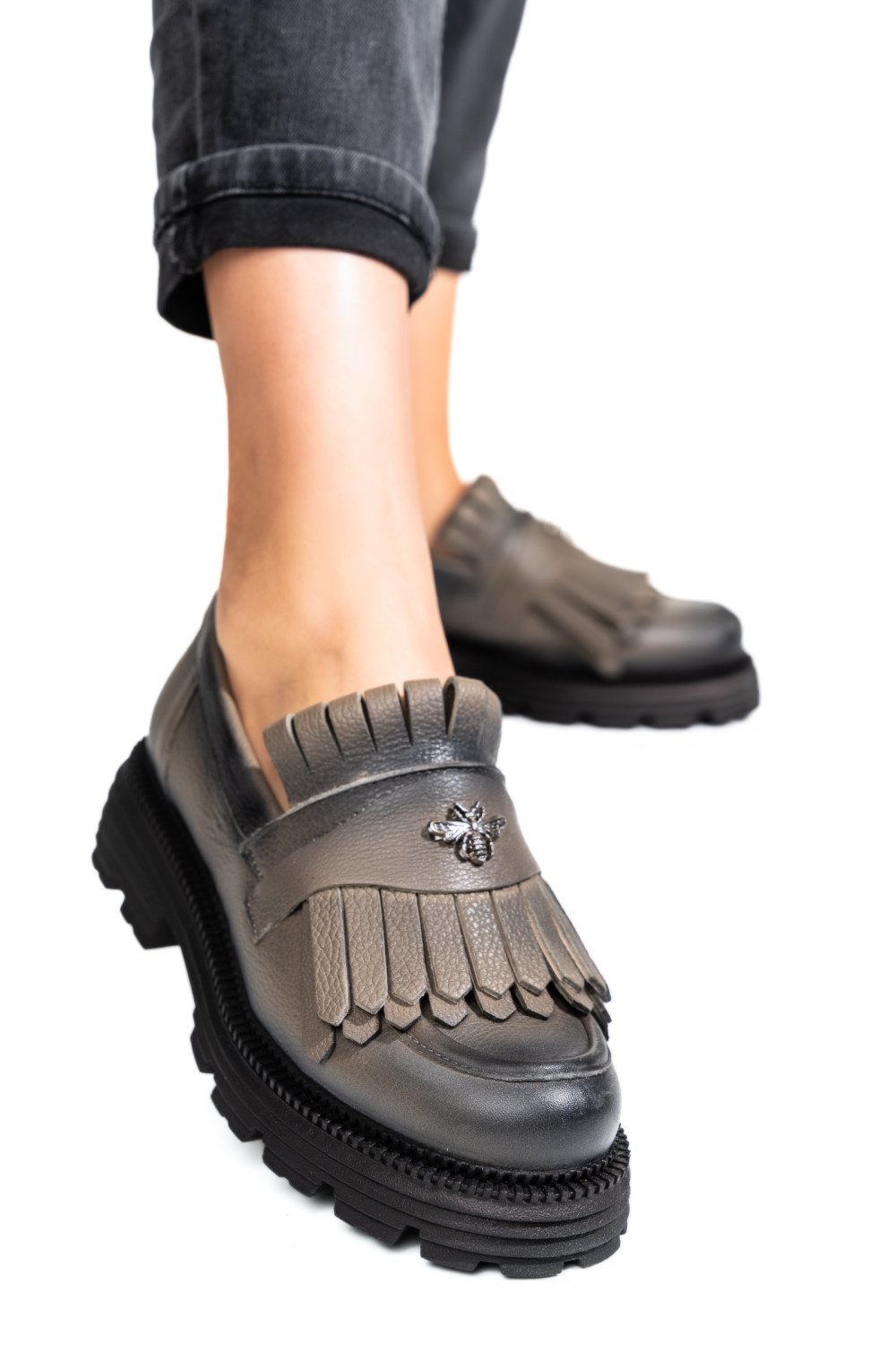 MOCASINI DAMA PIELE NATURALA PEWTER 3S7795