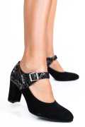 PANTOFI NEGRU ARGINTIU PIELE NATURALA INTOARSA 1PC724