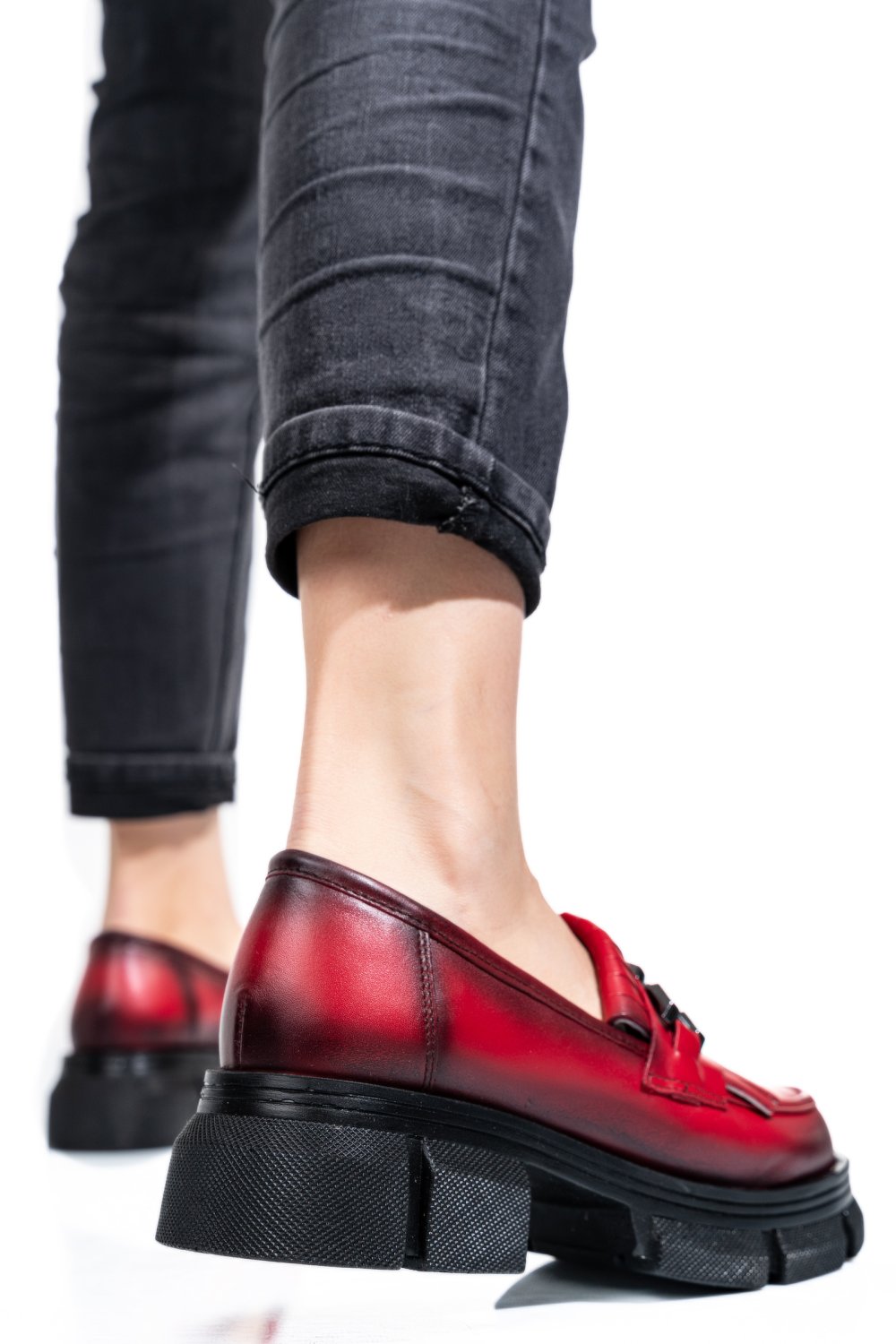 MOCASINI ROSII PIELE NATURALA 1S7726324