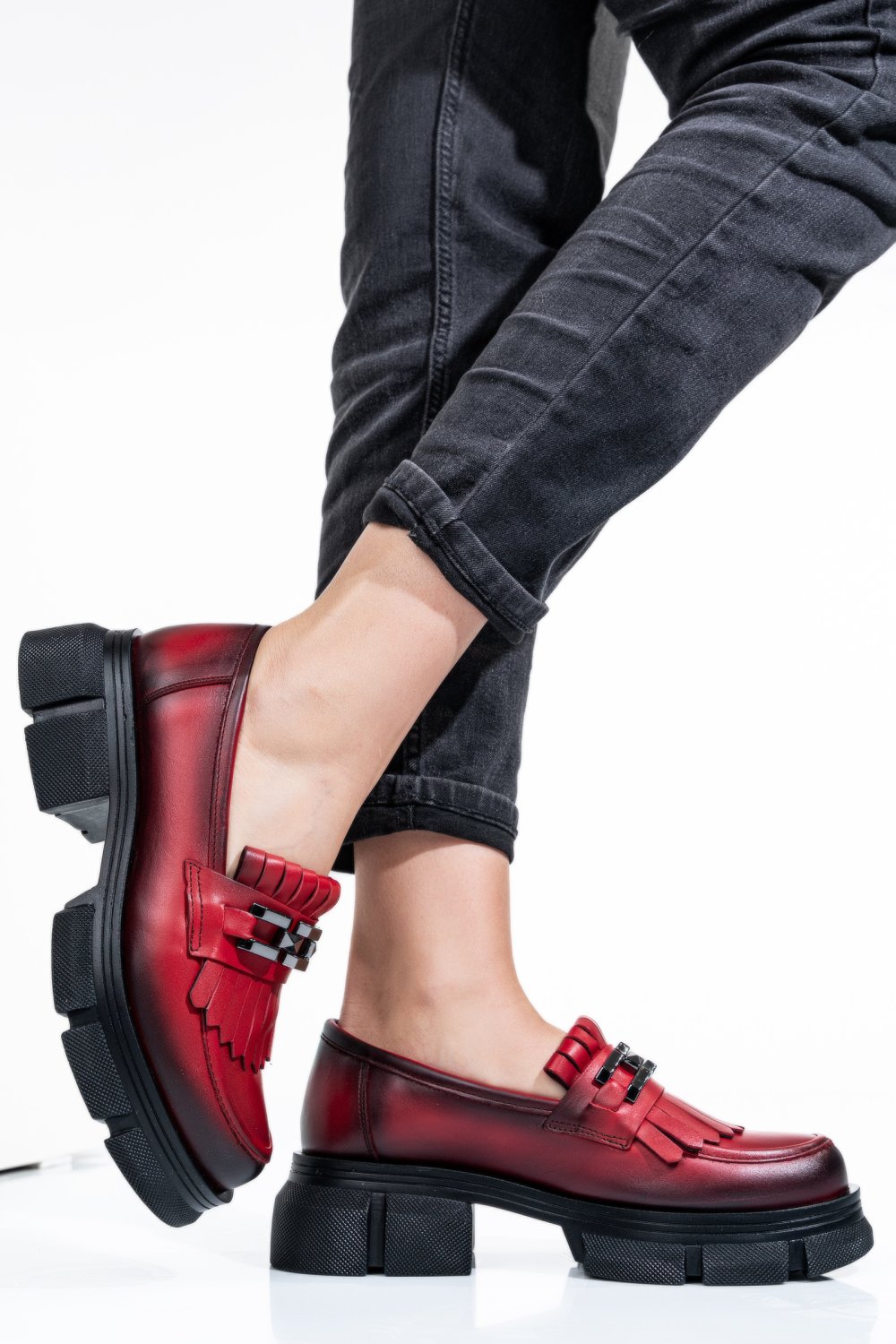 MOCASINI ROSII PIELE NATURALA 1S7726352