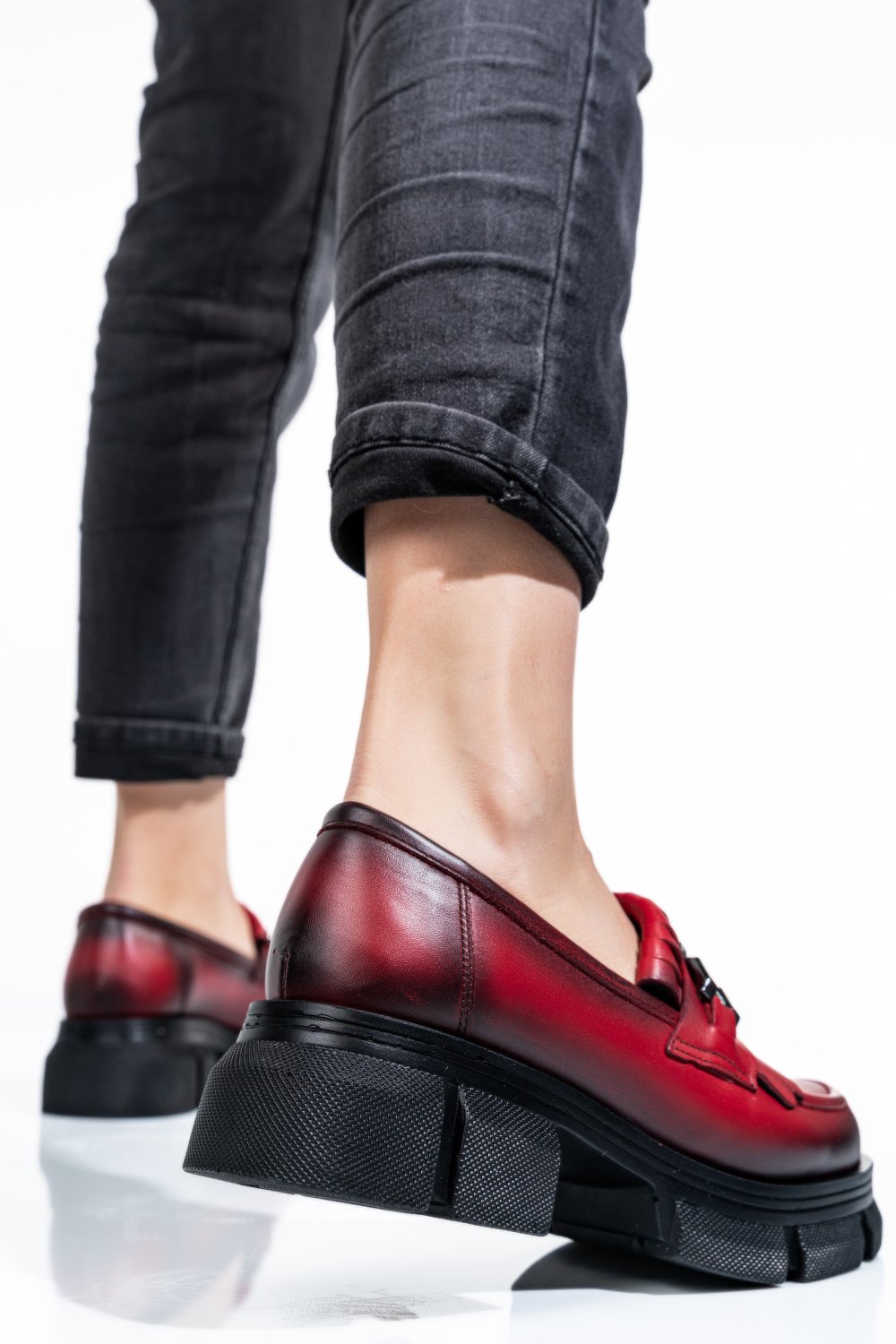 MOCASINI ROSII PIELE NATURALA 1S7726352