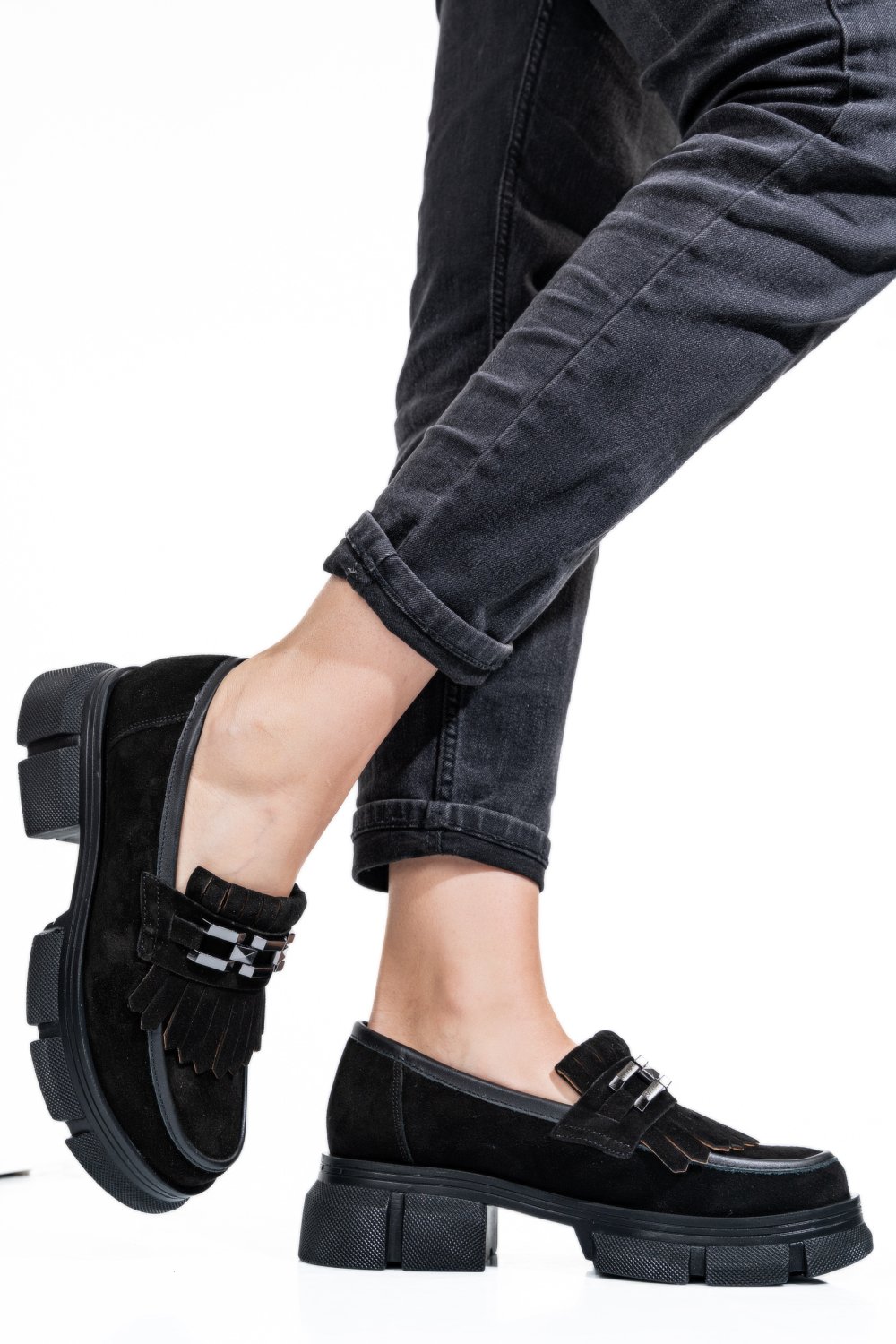 MOCASINI NEGRI PIELE NATURALA INTOARSA 1S7726352