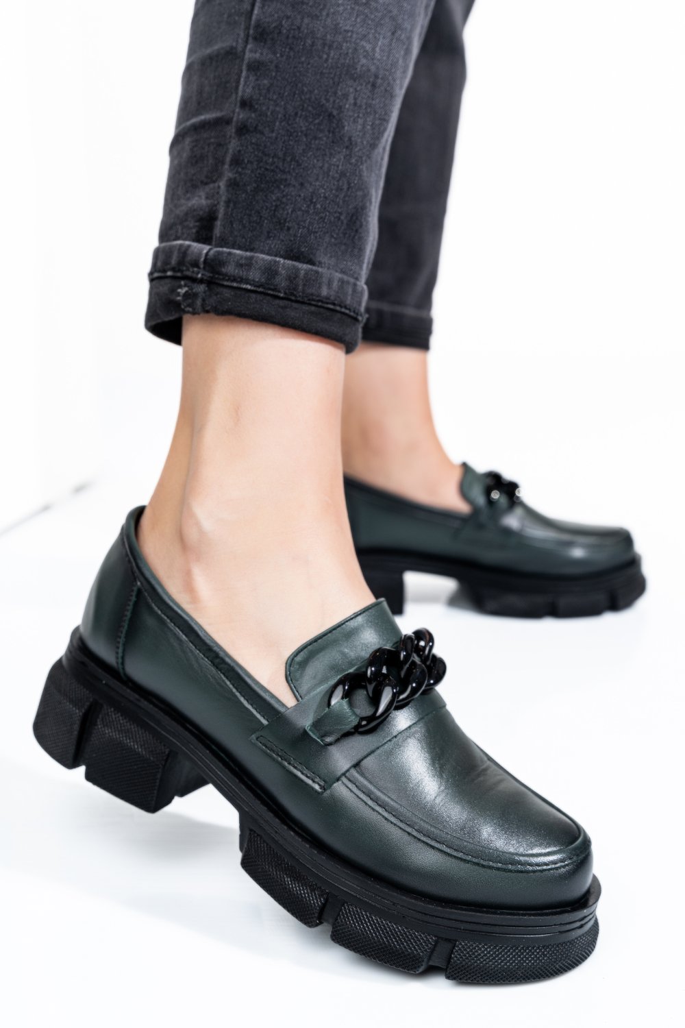 MOCASINI VERZI PIELE NATURALA 1S7726252