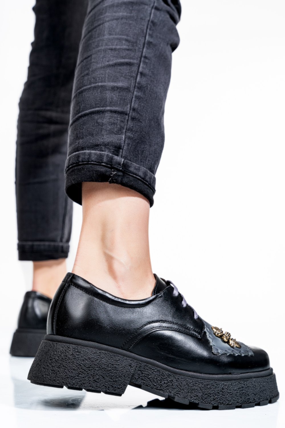 MOCASINI NEGRU GRI PIELE NATURALA 1S7724211