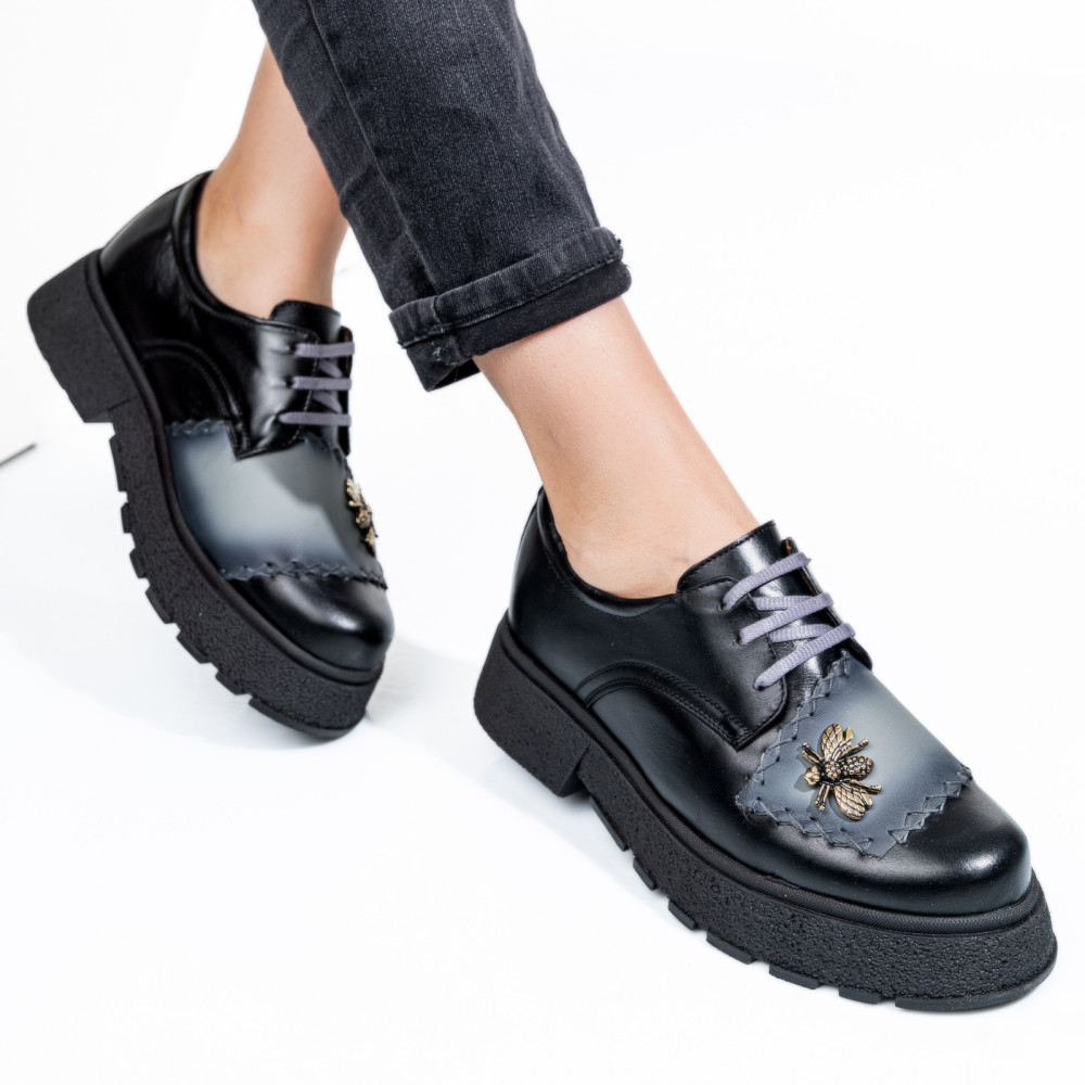 MOCASINI NEGRU GRI PIELE NATURALA 1S7724211