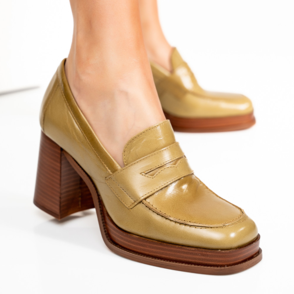PANTOFI OLIVE PIELE NATURALA 2S770384950018