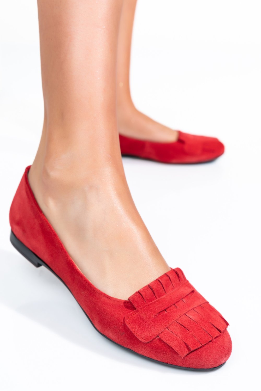 BALERINI ROSII PIELE NATURALA INTOARSA 3S7703